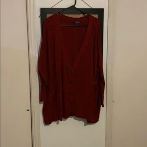 LYS 1X Maroon Oversized Cardigan